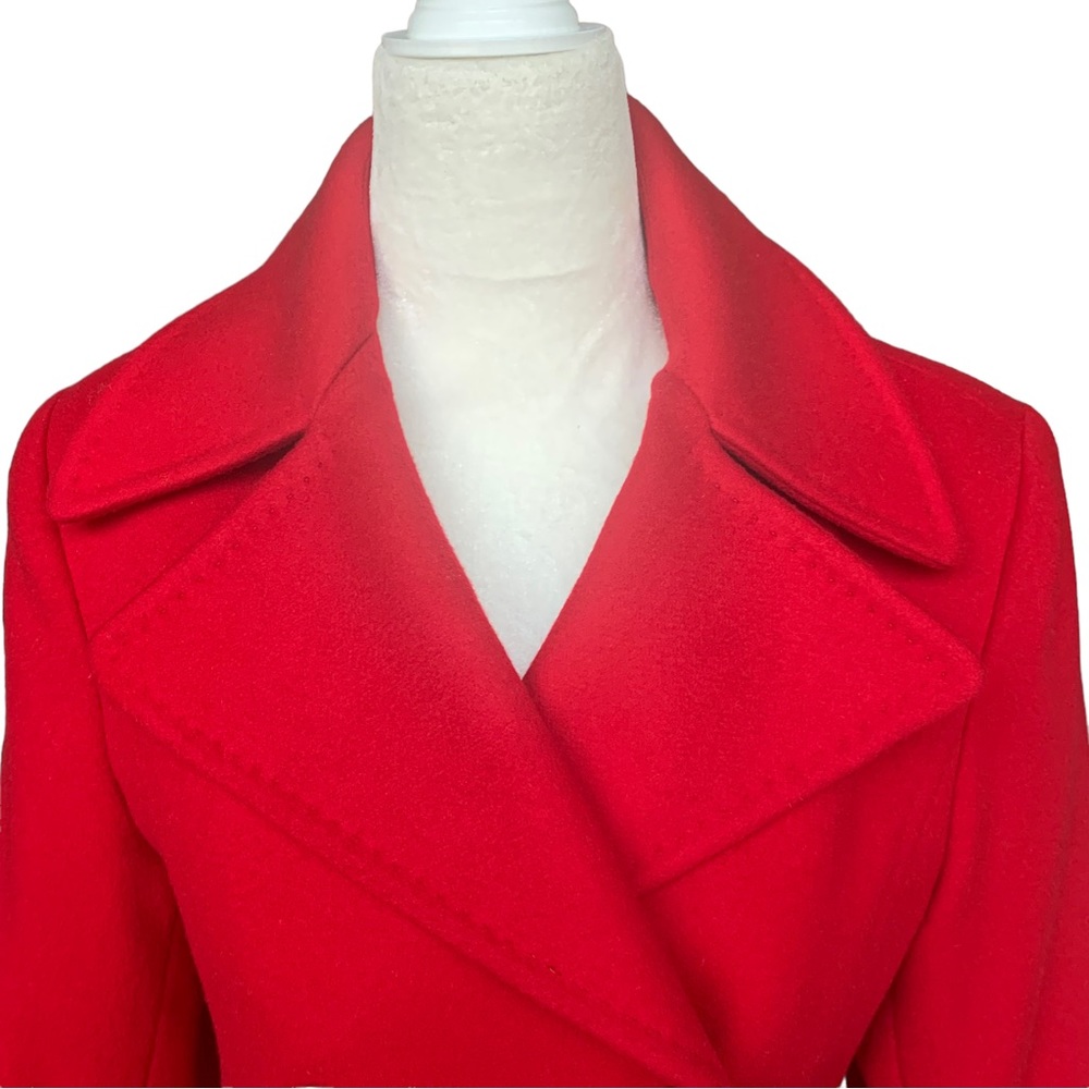 Fleurette Loro Piana Red Wool Double Breasted Pea Coat Womens Size 6 - Picture 7 of 14